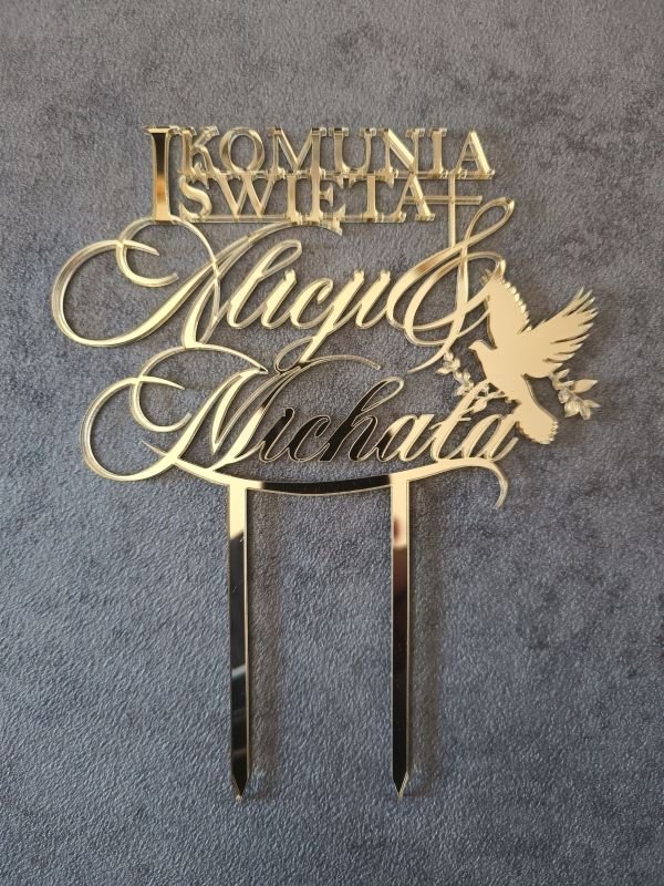 Personalizowany Topper na Pierwszą Komunię Świętą dla rodzeństwa lub bliźniaków