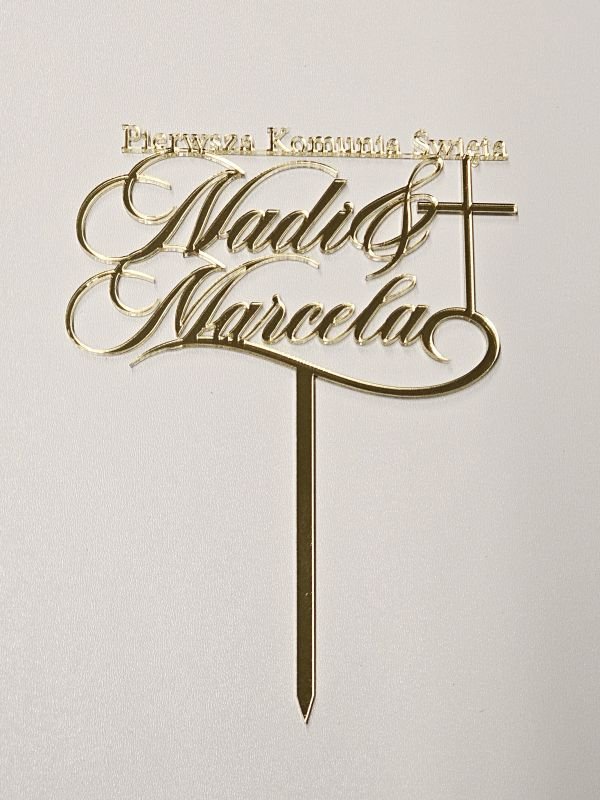 Personalizowany Topper na Pierwszą Komunię Świętą dla rodzeństwa lub bliźniaków