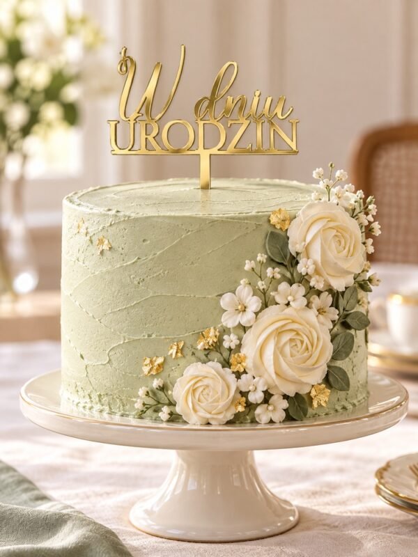 Topper na tort „W dniu URODZIN”