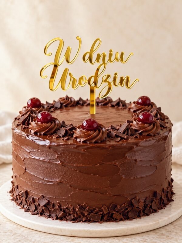 Topper W dniu urodzin z zawijasami