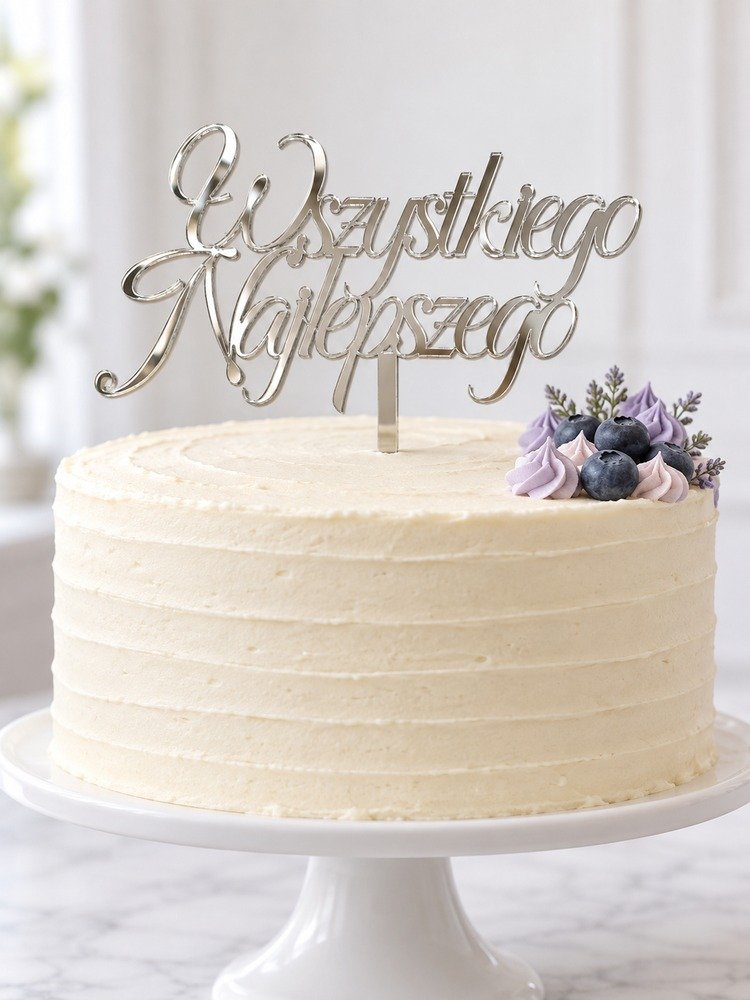 Topper na tort „Wszystkiego Najlepszego” – ozdobna kaligrafia