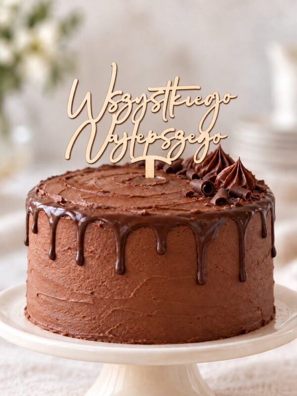 Topper na tort „Wszystkiego Najlepszego” ręcznie pisany