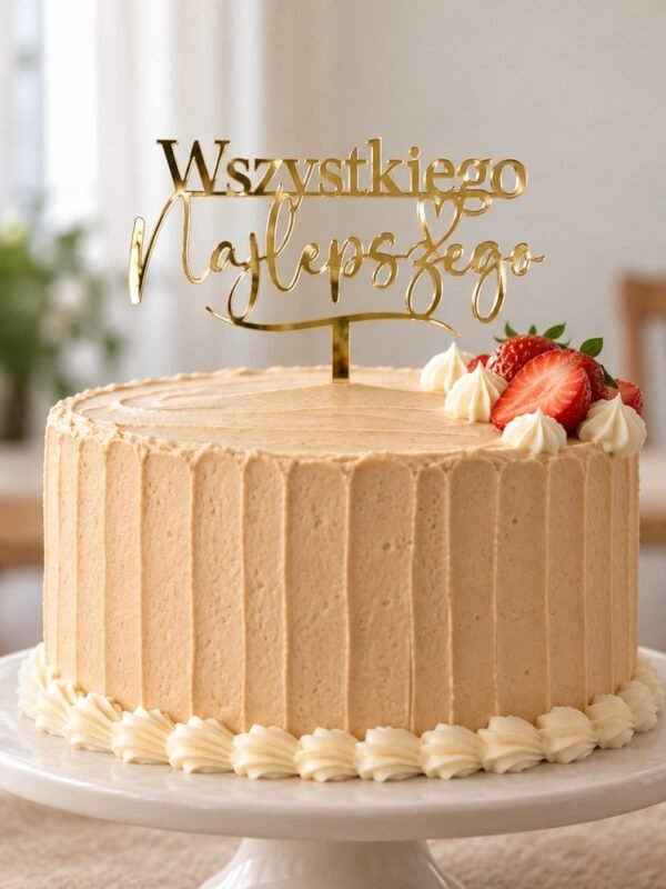 Topper na tort „Wszystkiego Najlepszego” z sercem